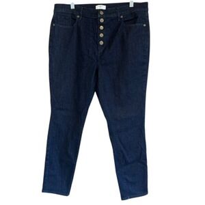 Loft Outlet Women's Button-Fly Petite Modern Skinny Jeans Dark Wash‎ 14 Petite